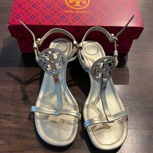 Tory Burch Women's Miller Gold Wedge Sandals